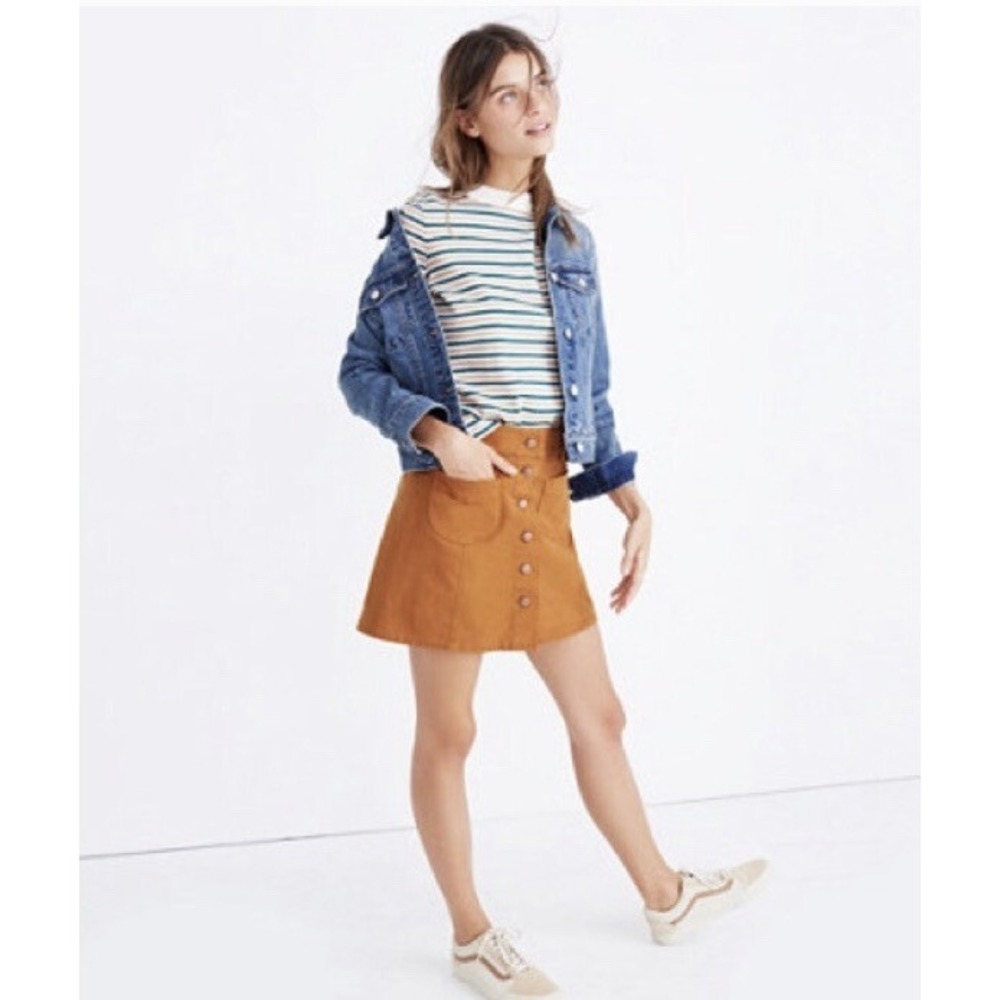 Y2K New Madewell Garment-Dyed Patch cute Pocket‎ Skirt /6/ GOLDEN PECAN OLDSTOCK